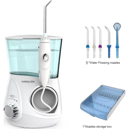 Oral water Dental Flosser Irrigator, V600G 10 Levels Oral irrigator + 5 tips + box + 2 nasal nozzles, water pick tooth clean