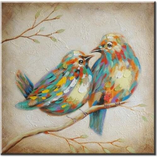 Oil Paintings Canvas Wall Art Cute Lovely Birds Animal Painting Abstract Decorative Artwork Wall to Print Drop shipping