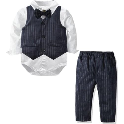 Boys Suit Baby Birthday Party Clothes Vest Romper Pants Suit Baby Full Moon Suit Baby Clothes Kids Clothes Boys