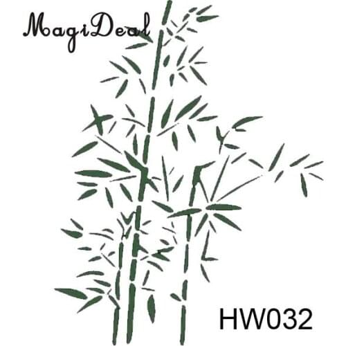 MagiDeal Chines Style Wall Stickers Bamboo Leaf Pattern Wall Painting Stencil Pattern Home Art Decor