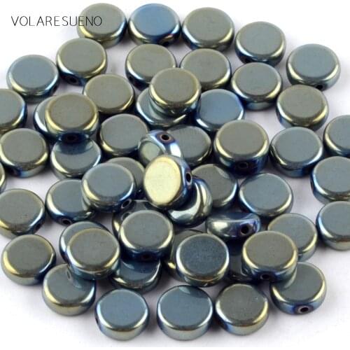 Natural Stone Green Hematite Stone Smooth Flat Round Beads Spacer Beads For Jewelry Making 6/8/10mm Diy Bracelet Jewellery 15"