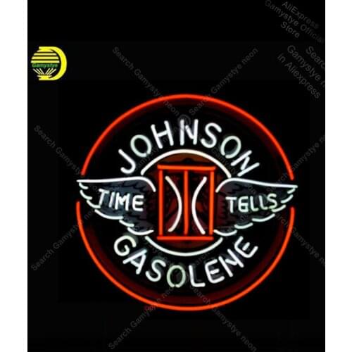 Neon Sign for Johnson Gasoline neon bulb Sign Time tells Neon lights Sign glass Crown Roya Sign Tube Neon Shop Neon Window Light