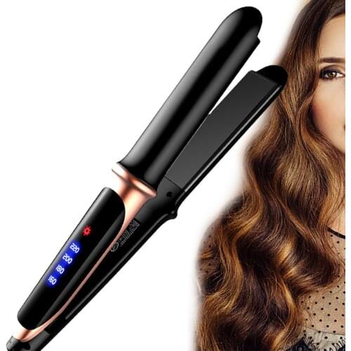 Professional Hair Straightener Ceramic Hair Tool LCD Display 2 In 1 Curler Flat Iron Straightener Multi-function Styling Tools