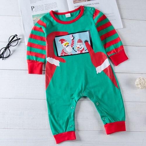 Christmas Baby Boy Infant Gentleman One pieces Bodysuit Xmas Clothes Cotton Santa Print Long Sleeve Fashion Clothing Set DS19