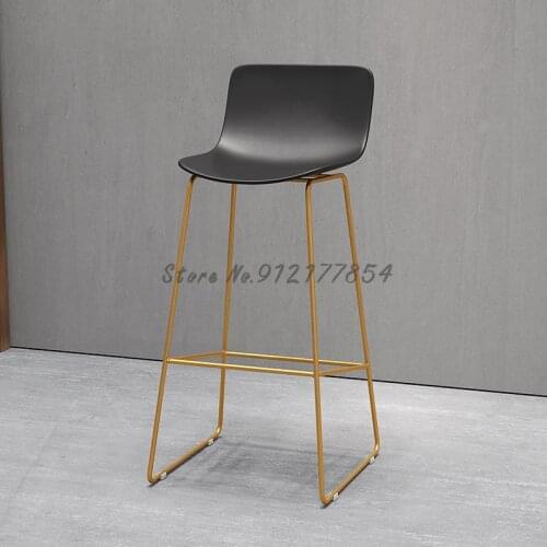 Nordic Bar Chair Golden Wrought Iron European Modern Minimalist Home Back High Chair Creative Net Red Bar Chair
