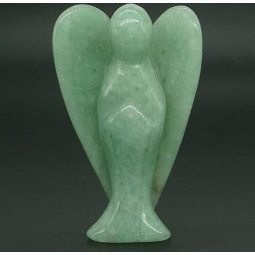Angel Figurine Miniature Carved Natural Green Aventurine Stone Healing Statue Crystal Home Decoration Accessories 3 Inch