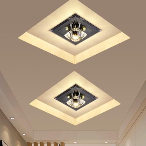 Tiooka Shine Crystal Glass 5W Led Ceiling Light Flush/Surface Mount Diamond Design Kitchen Aisle Corridor Light Ceiling Lamp