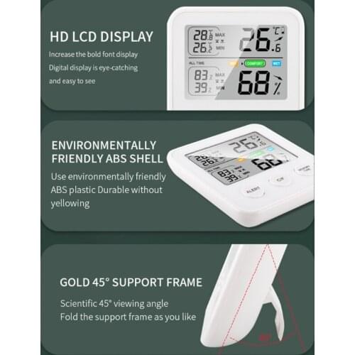 Thermometer Hygrometer White Black Indoor Home Temperature Humidity Sensor K0AB