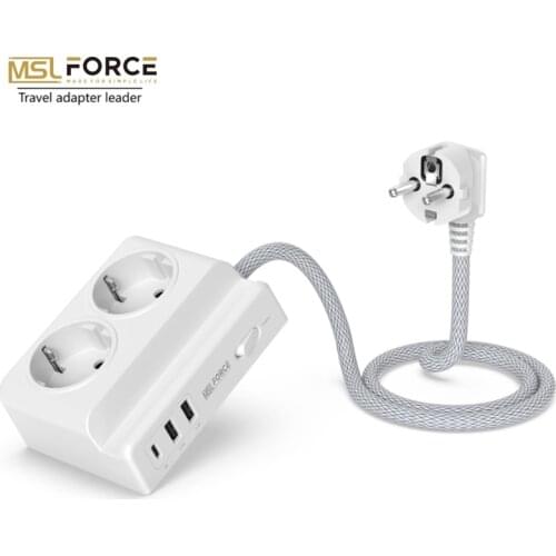 Multi Socket Power strip EU plug USB USB C PD For Smart Power device , Mobile phone , Tablet PC, Macbook, Electric power strip