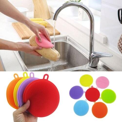 Kitchen Multi-Purpose Antibacterial Silicone Sponge Cleaning Kitchen Fruit Cleaning Brush Silicone Dishwashing Cleaning Brush