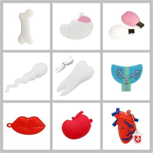 USB Flash Drive Cartoon Human Organs Model Pen Drive 64GB Memory Stick 4GB 8GB 16GB 32GB Brain Heart Sperm Tooth Kidney Pendrive