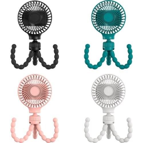 USB Rechargeable Battery Powered Fan Portable Handheld Mini Octopus Fan with Flexible Tripod 4 Gears 5V 4W Desk Fan