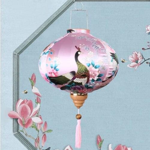 Retro Chinese Silk Lanterns 14 Inch Japan Vietnam Mid-Autumn Lantern For Outdoor Wedding Spring Festival Party Hanging Decor