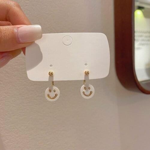 2021 New Smile Face Drop Earrings For Women Round Pendant Earrings Accessories Ins Hot Sale Korean Fashion Luxurious Jewelry
