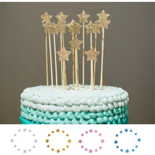 12 Pcs 4 Color Shinning Star Gold Silver Wedding Birthday Cake Decorating Tools Decoration Wedding Birthday Cake Stand Toppers