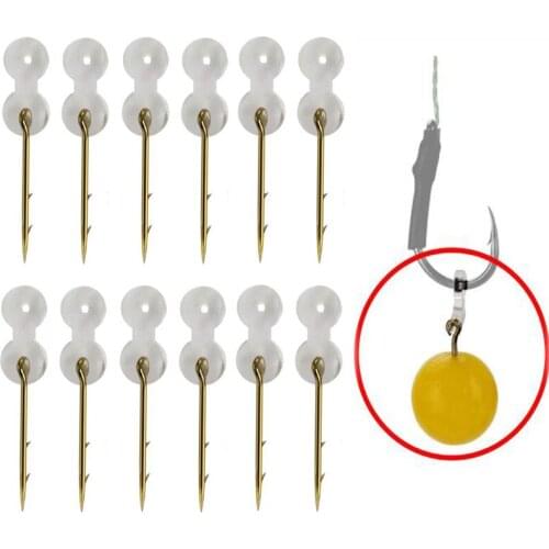 12PCS/lot Carp Boilie Bait Spike for Carp Fishing Sting Pin with Clear Rubber Corn Ronnie Hair Rig Carp Feeder Tackle 10mm 15mm