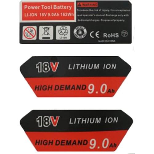 2 Sets Li-ion Battery 3Ah 6Ah 9Ah Sticker Label Model Number electric quantity identification For Milwaukee 18V M18 Log
