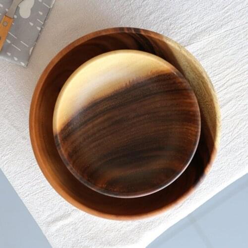 2PCS Salad Bowl Fruit Decoration Practical Wooden Household Kitchen Bowl Cutlery Basin Fruit Bowl Salad Bowl Storage