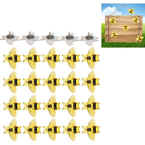 20pcs Creative Cute Bee Shape Push Pins Thumbtack Board Pin Drawing Photo Wall Studs Notice Board Markers Office School Supplies
