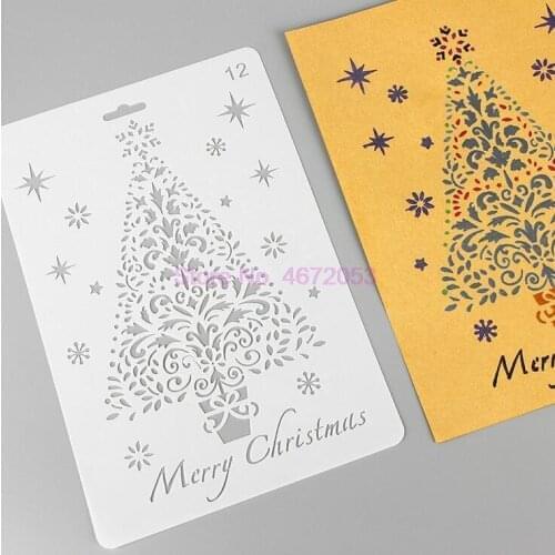 500pcs Christmas Pattern DIY Craft Hollow Layering Stencils For Wall Painting Scrapbooking Stamping Decor Embossing Paper Card