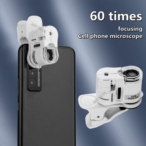 60X mobile phone digital microscope camera mobile magnifying glass with LED light mobile phone universal macro zoom microscope