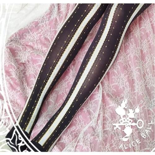 Alices Ball ~ Sweet Lolita Pantyhose Womens Striped Velvet Tights
