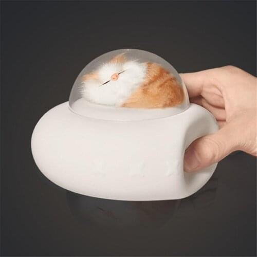 Atmosphere Light Spaceship Pet Cat Silicone USB Charging Night Light Decorative Lamp For Home livingroom Bedroom Led Night Lamp