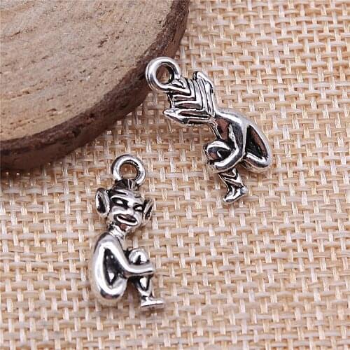 Free shipping 36pcs 10x20mm antique silver Sitting idol charms diy retro jewelry fit Earring keychain hair card pendant