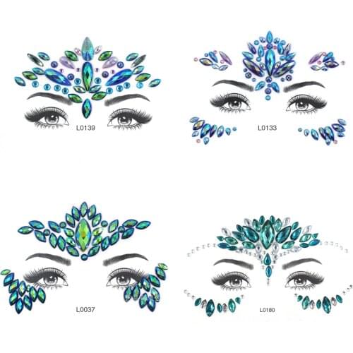 Eye Glitter Temporary Tattoo Stickers Body Face Jewels Gems Music Festival Party Makeup Tatoo Face Crystal Stickers For Woman