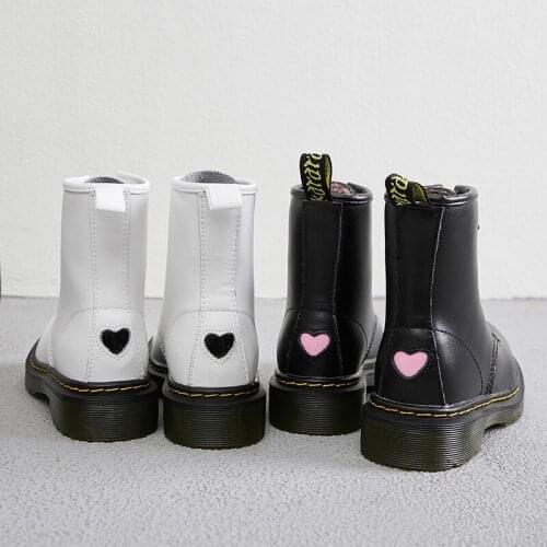 Winter Genuine Leather Womens Boots Love Black Casual Ankle Boots Girls Fashion Boots Zipper Motorcycle Boots 40 Womens Shoes