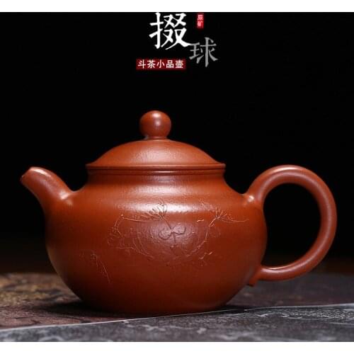 Purple sand tea set zhu Duo ball clay pot pot of pure hand painted clay pot applique nameplates, home is recommended