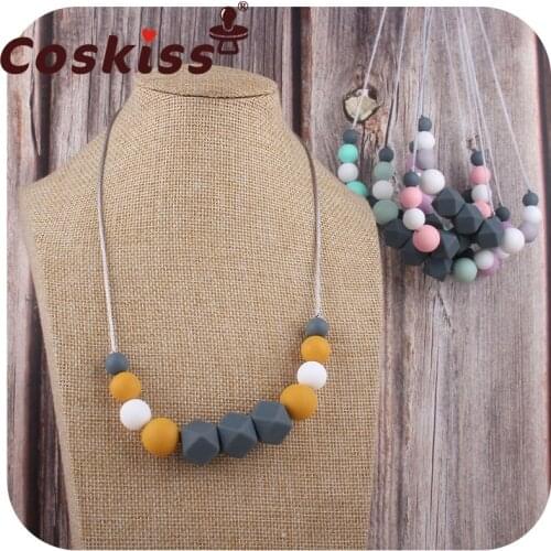 Coskiss Food Grade Silicone Pendant Teething Necklace Without BAP Silicone Beads Nursing Teether Necklace Baby Molar Necklace