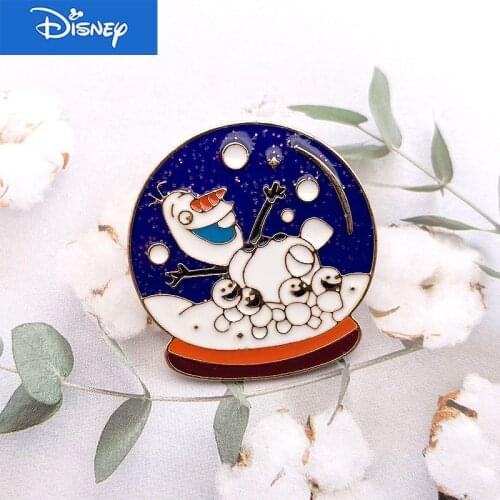 Disney Frozen Cartoon Brooch Snowman White Badge Pin Enamel Jewelry Brooches Denim Shirt Collar Badge Lapel Friends Gifts