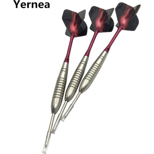 Yernea Professional Darts New 3Pcs Steel Pointed Darts 22g Standard Hard Steel Tip Dart Red Aluminum Dart Shafts Flight