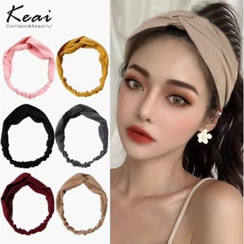 Elegant Women Headband Vintage Cross Knot Elastic Hair Bands Soft Solid Girls Hairband Bandage Bandanas Women Hair Accessories