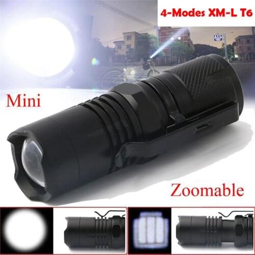 C3 Bicycle Bike Light Flashlight Torch Super Bright Light 4-Modes Zoomable XM-L T6 LED 16340 Battery Adjustable Focus
