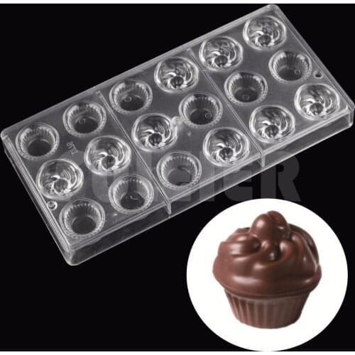 Cupcake Shape Chocolate Mold baking pastry tool Polycarbonate Chocolate Mold wholesale cake decoration Candy Mold