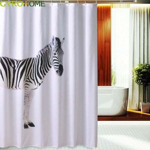 Modern Nordic Zebra Bathroom Curtain Cool Classic Black White Zebra Pattern Shower Drapes