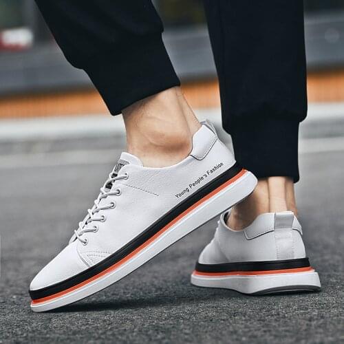 Casual mens shoes sneakers Lace Up men genuine leather fashion shoes mern outdoor lightweight breathable shoes Flats Tennis