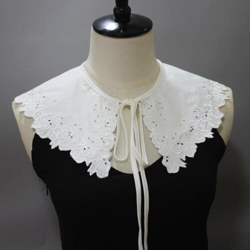 Linbaiway Women Girls Chiffon Lace Fake Collar 2021 Doll False Collar Decorative Floral Embroidery Detachable Collars