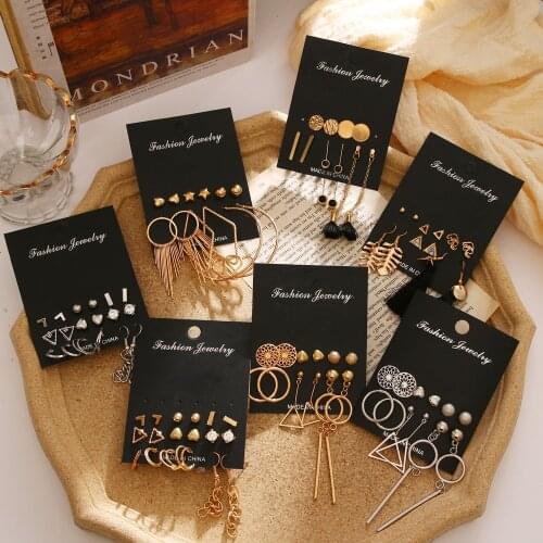 IPARAM Vintage Gold Metal Geometric Drop Earring Set for Women 2020 Fashion Long Tassel Alloy Dangle Earrings Brincos Jewelry