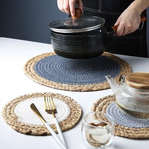 Japanese-style Straw Placemat Non-slip Insulation Pad Modern Minimalist Household Anti-scald Coffee Cup Pad Bowl Mat Table Mat