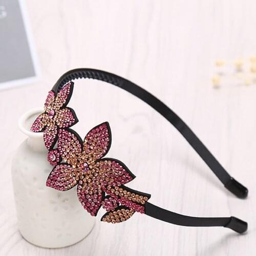 Retro Women Double Flower Headband Luxury Czech Crystal Non-slip Border Girl Hairpin Ms Fancy Hair Accessiftsories Hairband