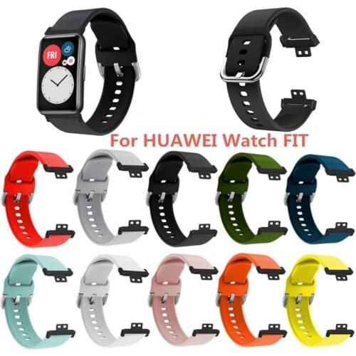 Solid Color Soft Silicone Wristband Strap Watch Band for-Huawei Watch Fit Watch
