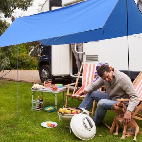 UV-Proof Beach Tent Sun Shelter With Iron Poles High Quality Waterproof Silver Coated Polyester Cloth Camping Tent Awning Tarp