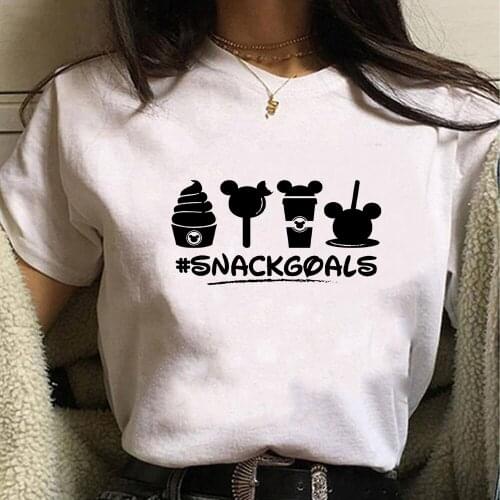 Disney Casual Womens T Shirt ECG Snack Goals Printed Personalized Loose Tshirt Autumn Clothes Soothing For Kids Vetement