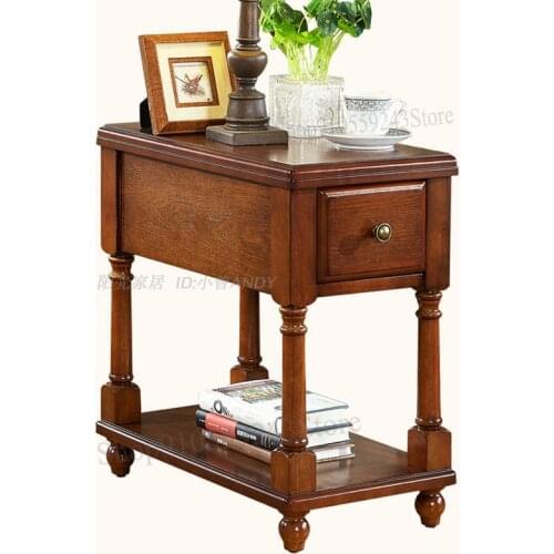 European-style Solid Wood Sofa Side Cabinet Bedroom Bedside Table Living Room Modern Minimalist Corner Table Small Coffee Table