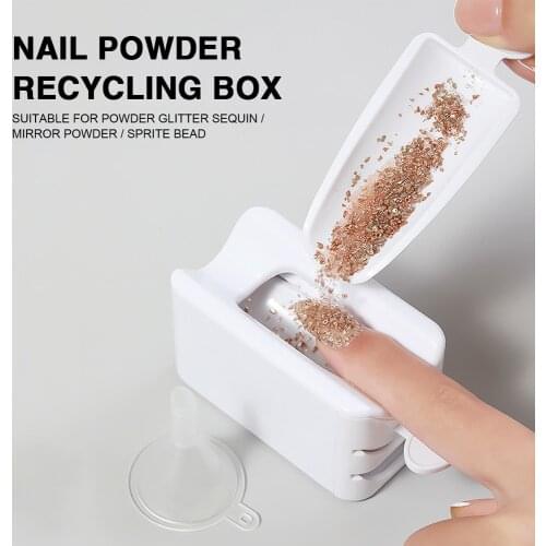 Manicure Powder Recycling Storage Box Portable Infiltration Powder Container White Double Layer French Powder Box Nail Tool