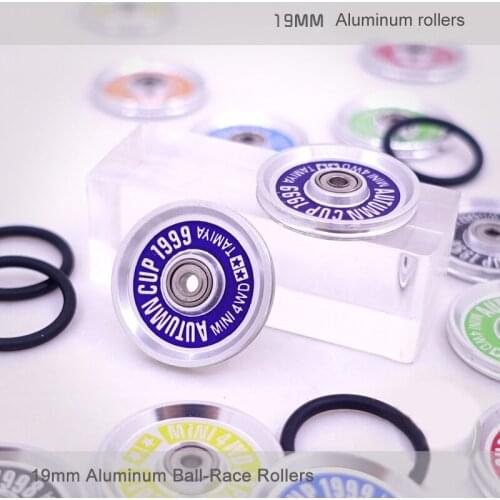 2Pcs 19mm Aluminum Rollers With Soft O-ring Lettering Ball-Race Guide Roller With O Ring for Tamiya Mini 4WD Car Model