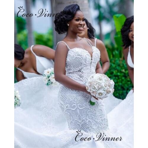 W0642 Heavy Beading Luxury Mermaid Wedding Dress 2020 New Lace Embroidery Appliqus Custom Made Satin Quality Wedding Gown